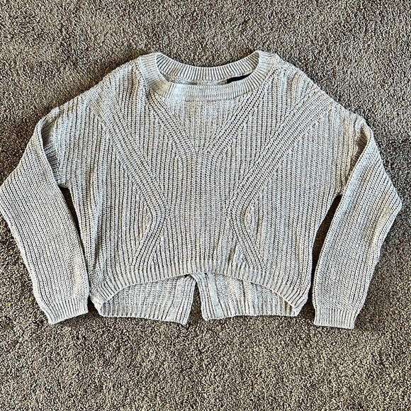 Express Sweaters - Crop top sweater with open back